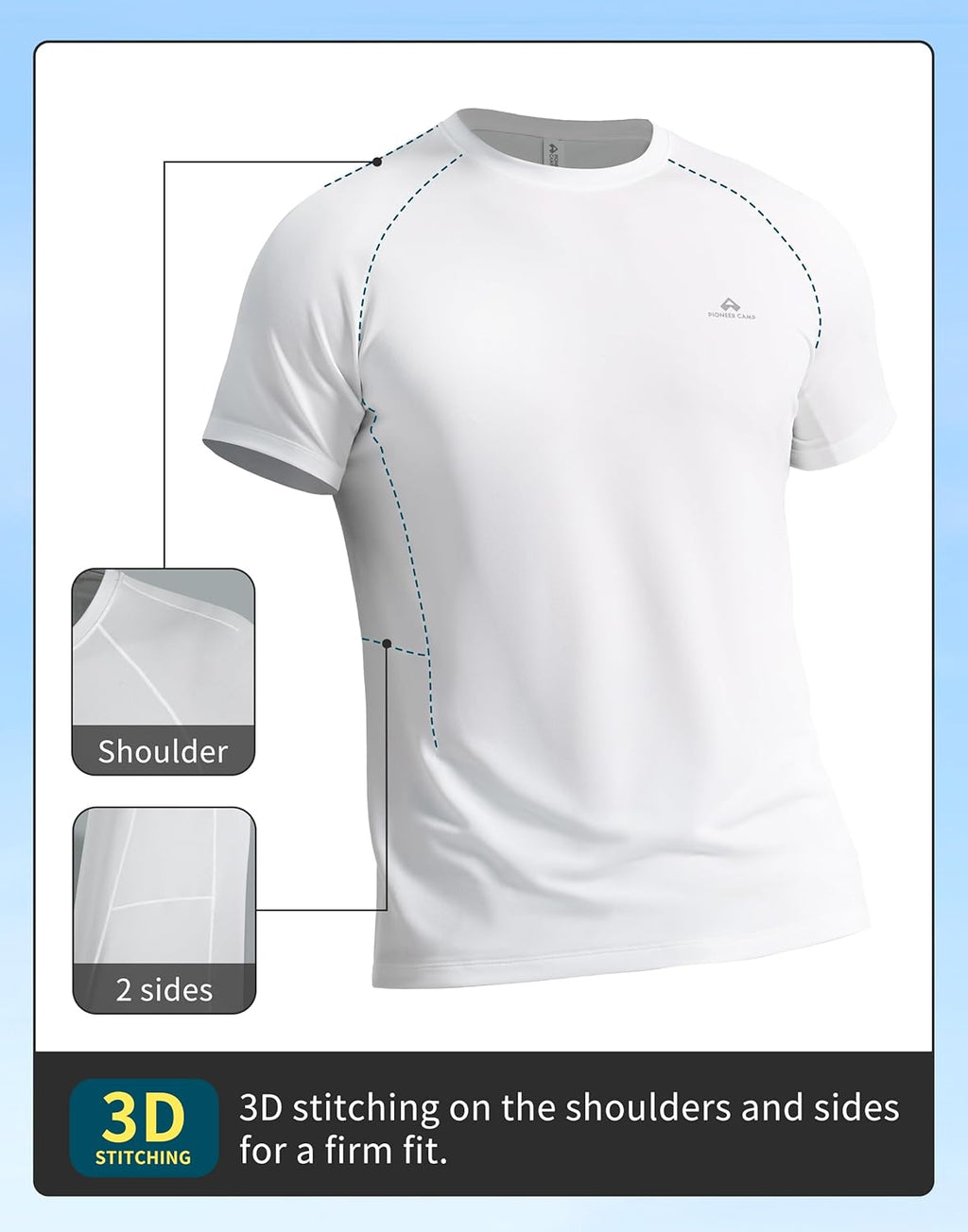 Pioneer Camp Men's Moisture-Wicking Running Shirt - UPF 50+ Short Sleeve Athletic Top