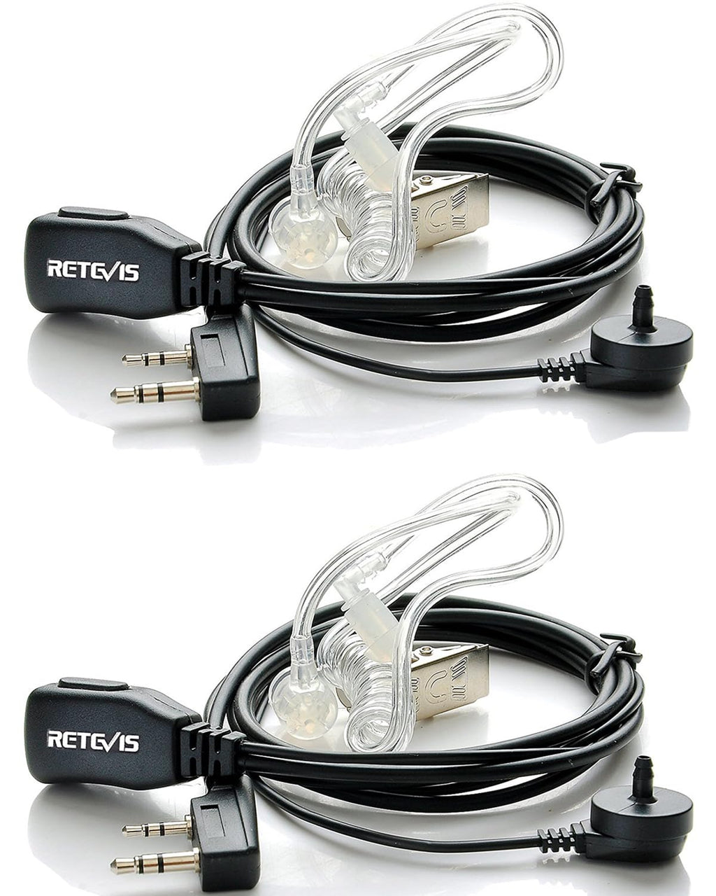 Retevis Walkie Talkie Earpiece with Mic, Comfortable Acoustic Tube, for RT22 RT68 RT21 H-777 RT86A, Compatible with Kenwood, Baofeng BF-888S/BF-T26, Pxton Walkie Talkies, Surveillance Headset(2 Pack)