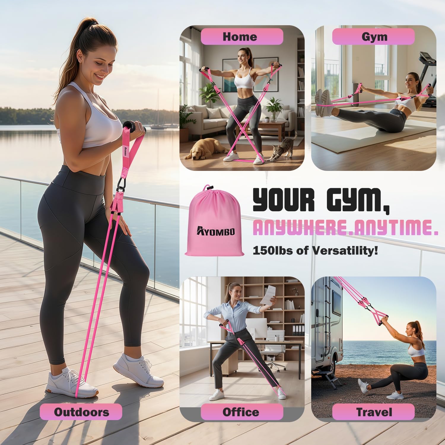 Skiennix Resistance Bands - 5 Level Workout Set with Handles for Women | Ideal for Yoga & Pilates