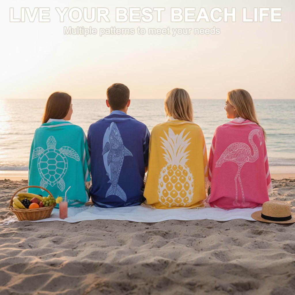 Oversized Cotton Turkish Beach Towels 72"x36" Lightweight Quick Dry Sandless Pool Swim Towel Large No Sand Adult Travel Compact Blanket Essentials Cruise Accessories Must Haves Orange lobster