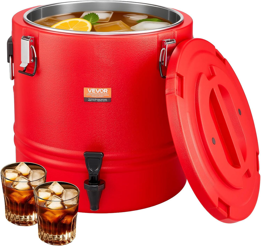 VEVOR Insulated Beverage Dispenser - 8 Gal Thermal Hot & Cold Drink Server with Spigot | Food-Grade 304 Stainless Steel