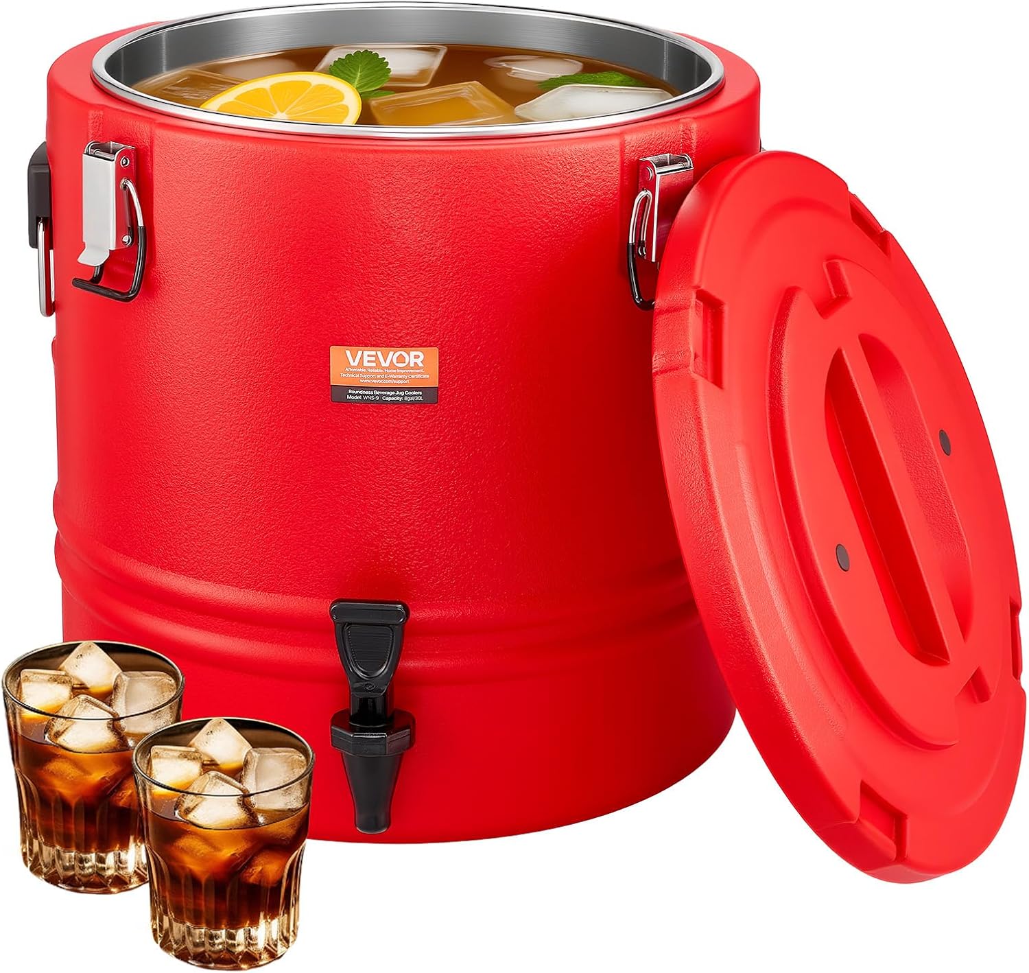 VEVOR Insulated Beverage Dispenser - 8 Gal Thermal Hot & Cold Drink Server with Spigot | Food-Grade 304 Stainless Steel