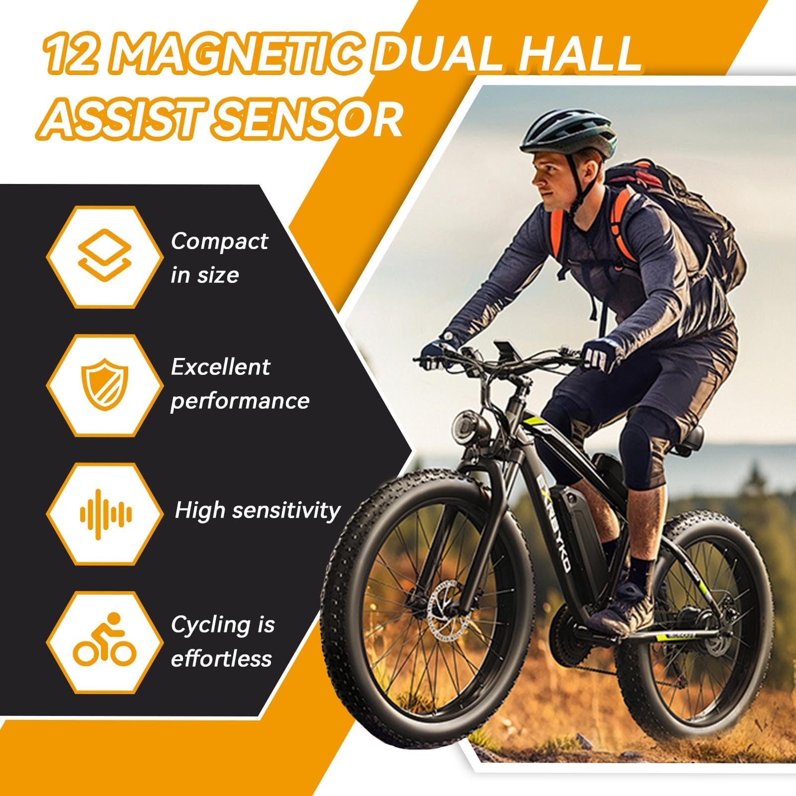 Pedal Assist Sensor, Bike Pedal Assist Kit Electric Assistant Speed Sensor with 12 Magnets Cycling Accessories for Road Mountain Bike