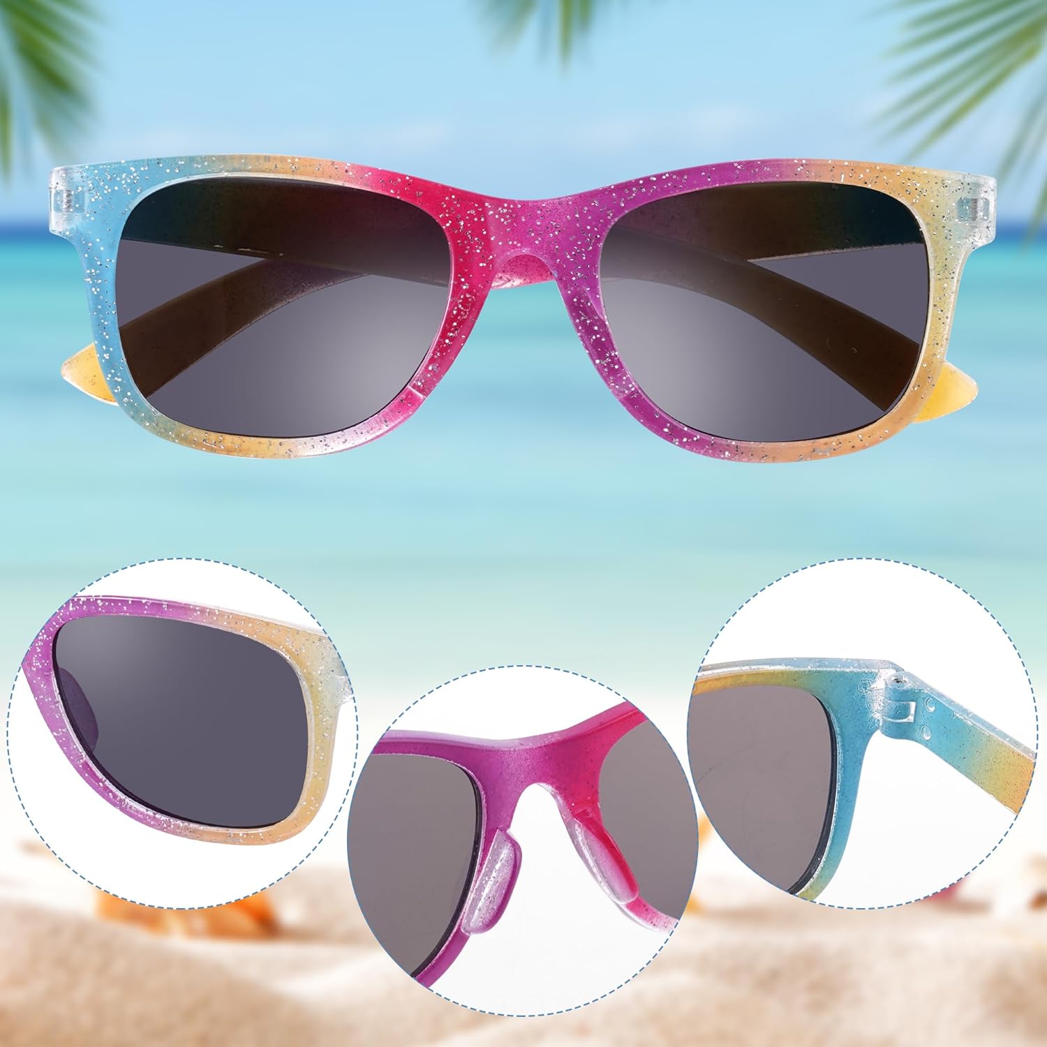 Obmwang Kids Sunglasses - Princess Glitter Design with UV 400 Protection | 3 Pack for Toddler Girls