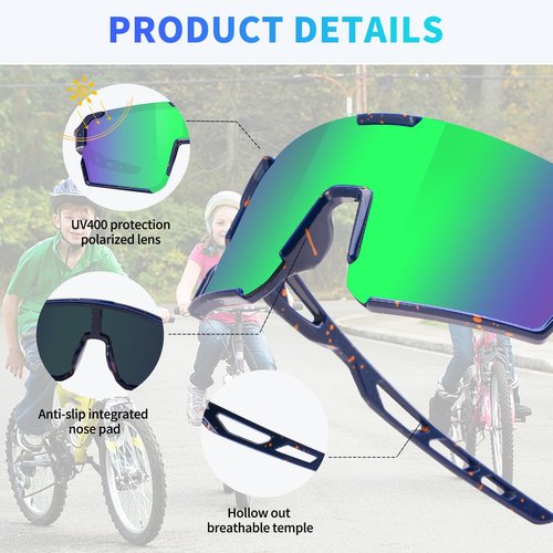 YDAOWKN Kids Sunglasses Youth Baseball Sunglasses Boys Girls Softball Cycling UV400 Protection Sports Goggles