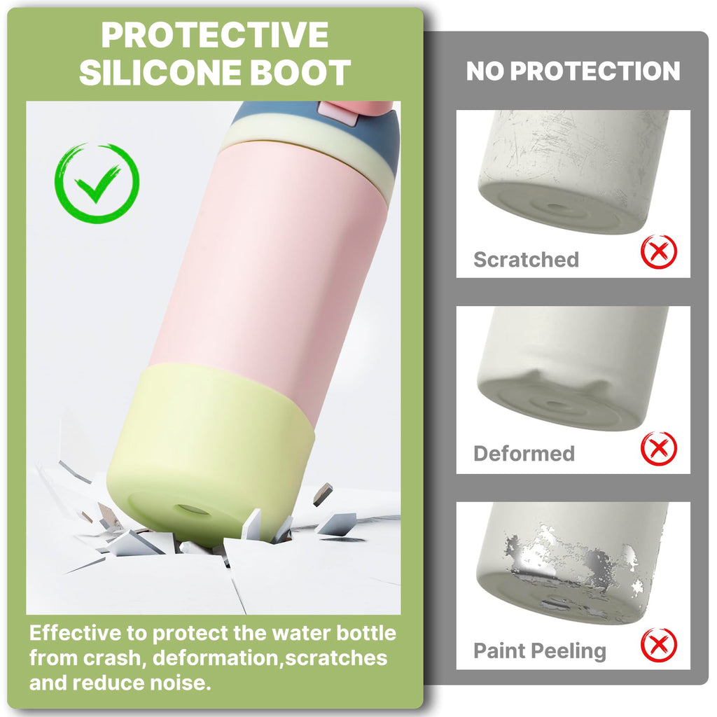 Diumepo Silicone Water Bottle Boot for Owala 14/16oz, Anti-Slip Protective Sleeve Bottom Bumper Protector for Owala 12 oz Tumbler, Flip 14 oz and FreeSip 16 oz Water Bottle (Green)