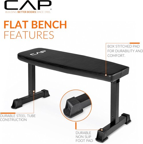 Cap Barbell Flat Weight Bench - Durable Design for Home Workouts | Color Series Options Available