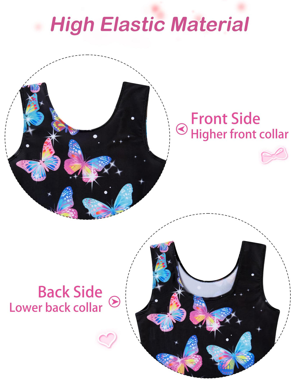 TUONROAD Gymnastics Leotard with Shorts for Girls Biketards with Butterflies 5-6 5/6 Years Old