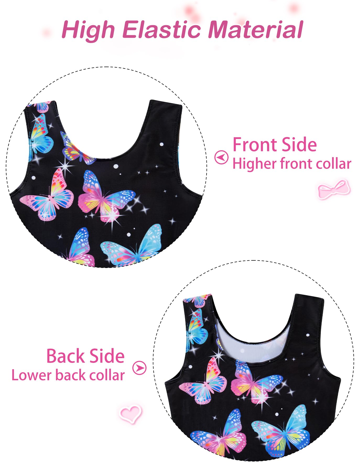 TUONROAD Gymnastics Leotard with Shorts for Girls Biketards with Butterflies 5-6 5/6 Years Old