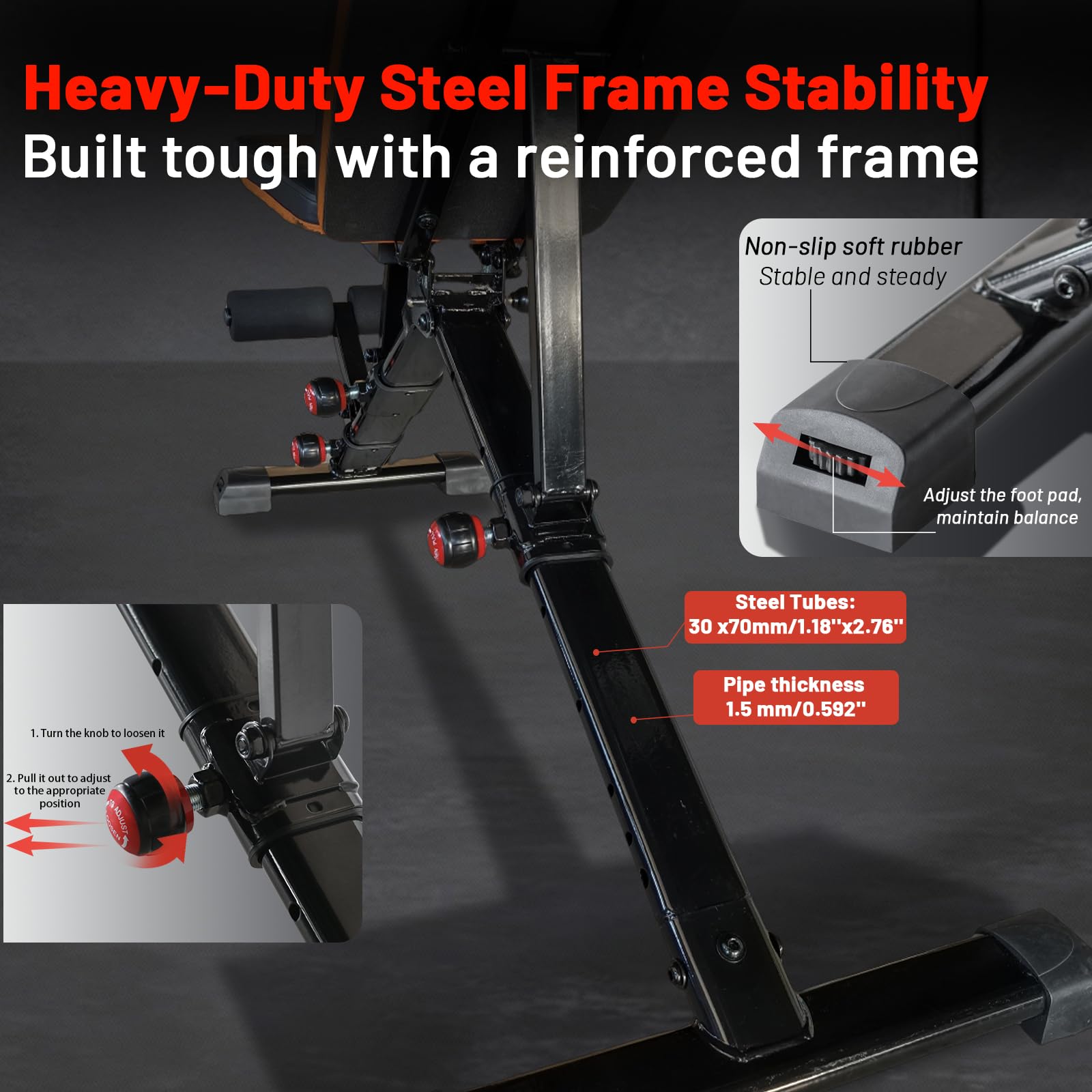 Adjustable Workout Bench for Home Gym – Foldable Weight Bench Incline Decline Flat for Full Body Strength Training | Compact Exercise Bench for Dumbbell & Fitness Workouts by Energi Core