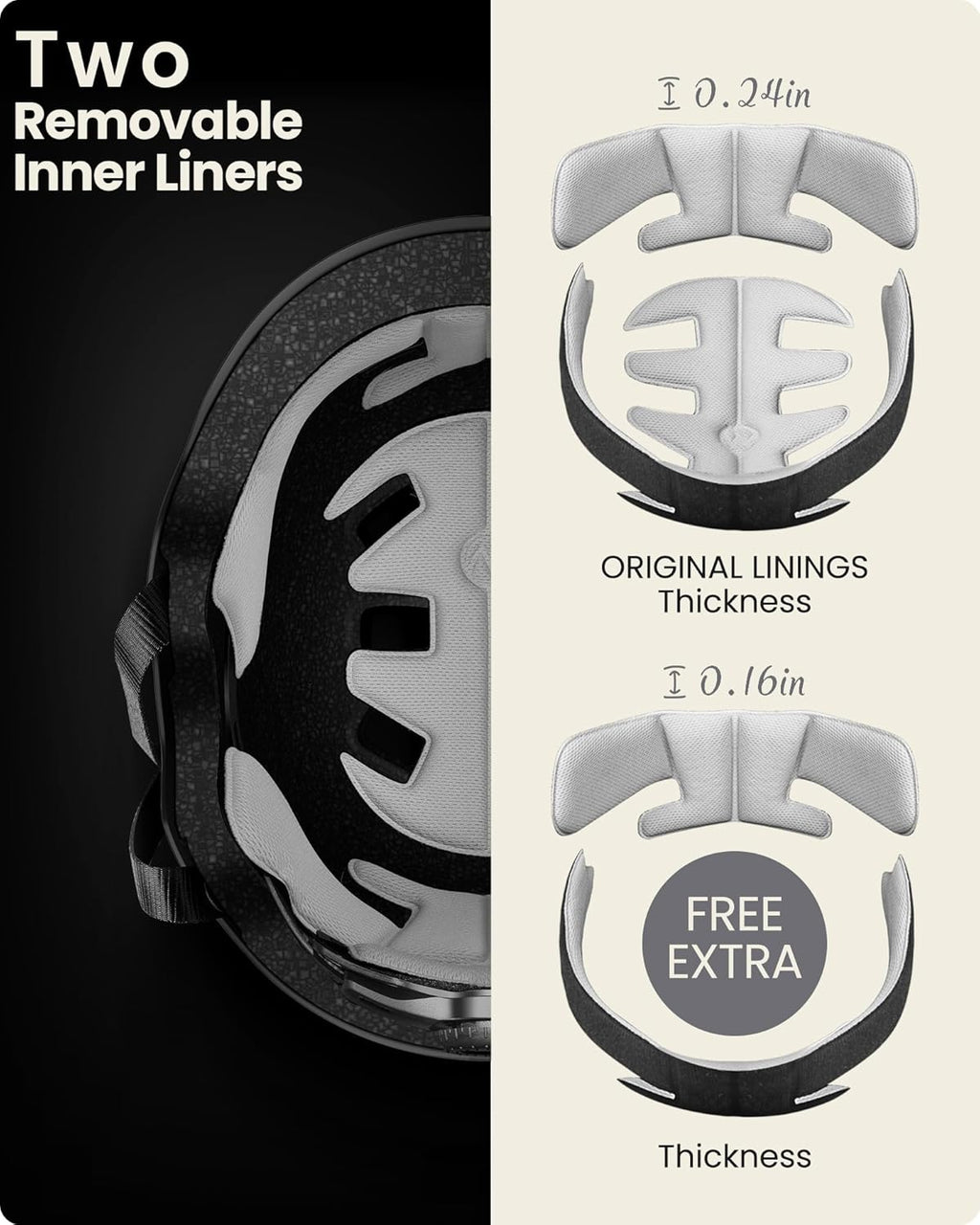 OutdoorMaster Skateboard Helmet - Multi-Sport Ventilation with Two Removable Liners | Kids, Youth & Adults