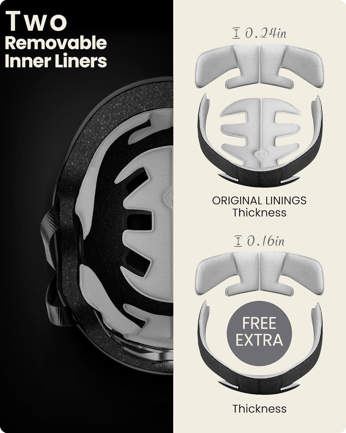 OutdoorMaster Skateboard Helmet - Multi-Sport Ventilation with Two Removable Liners | Kids, Youth & Adults