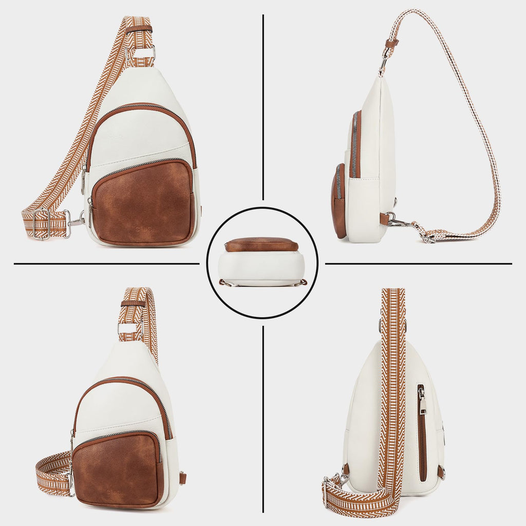 CLUCI Small Sling Bag for Women, Vegan Leather Fanny Pack Crossbody Bags for Women, Chest Bag With Guitar Strap
