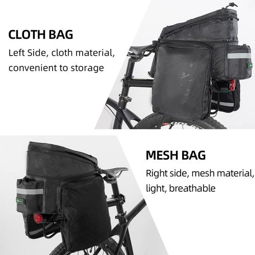 ROCKBROS Bike Trunk Bag 13L-25L Bike Rear Rack Bag Bike Cargo Rack Bag Rear Rack Carrier Bag
