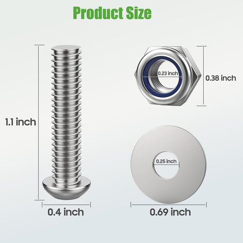 10L0L 304 Stainless Steel Bolts with Washers and Nuts for Golf Cart Fender Flares Compatible with EZGO Club Car Yamaha EV Star Golf Cart