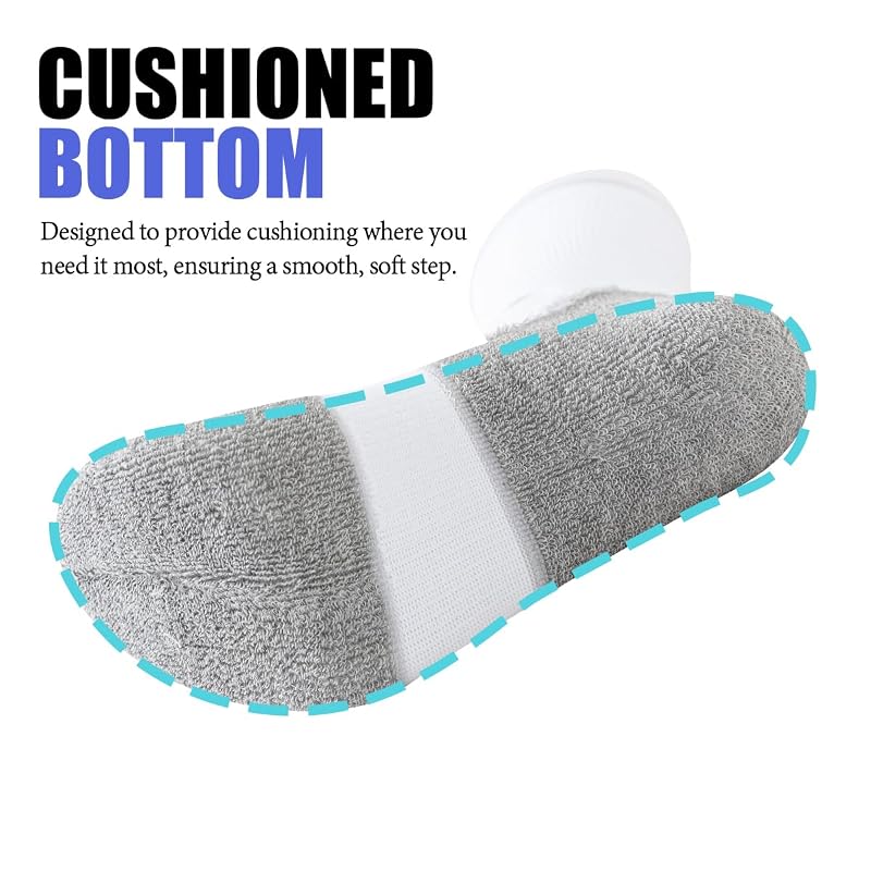 JOYNÉE 5/10 Pairs Men’s Lightweight Athletic Crew Socks – Cushioned Breathable Long Socks White (5 Pairs) Large
