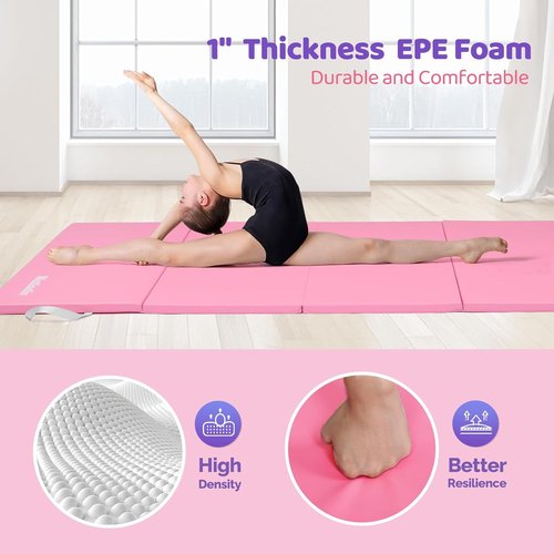Matladin Folding Gymnastics Mat - 8FT/6FT PU Leather for Yoga, Cheerleading & Martial Arts