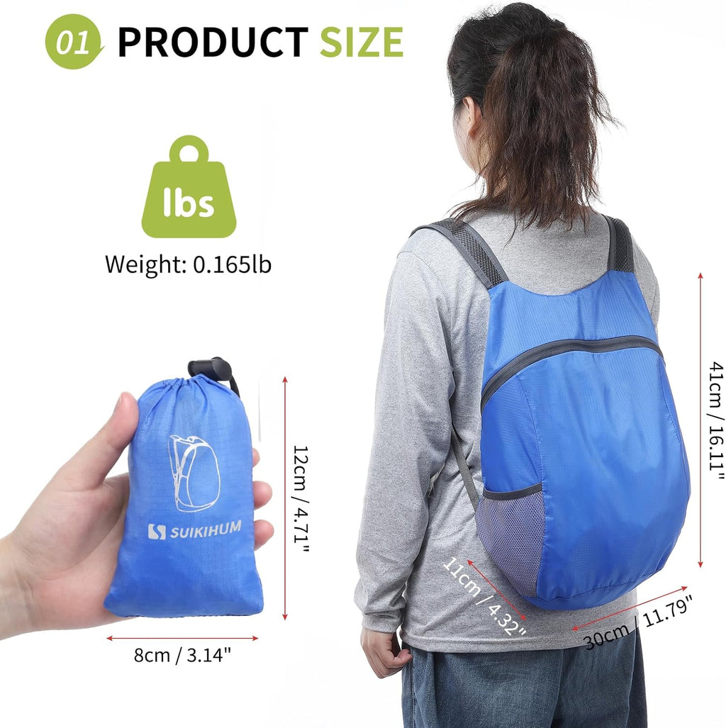 Skiennix 20L Ultra Lightweight Hiking Daypack - Foldable Travel Backpack for Camping & Cycling | Sapphire