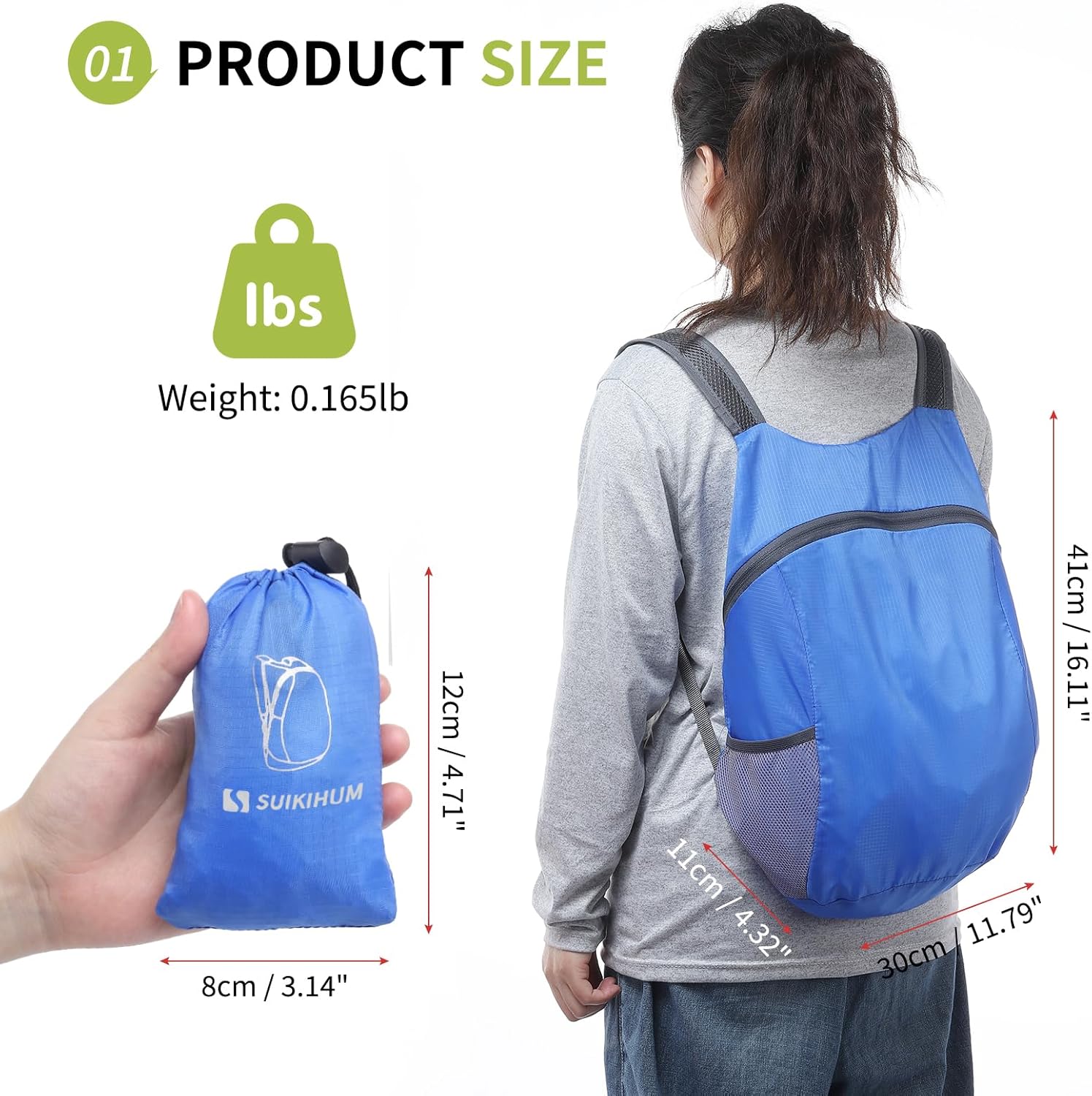 Skiennix 20L Ultra Lightweight Hiking Daypack - Foldable Travel Backpack for Camping & Cycling | Sapphire