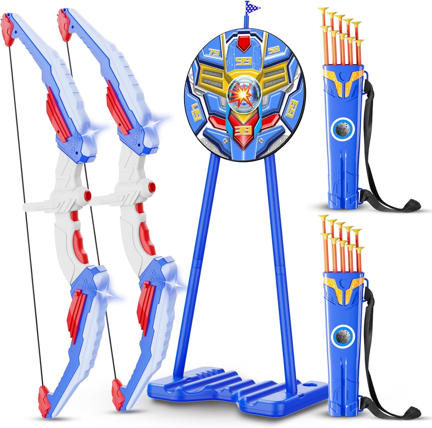 Skiennix Kids Bow and Arrow Set - LED Light-Up Archery Toy with Suction Cup Arrows & Quiver | Indoor & Outdoor Fun for Ages 4-12
