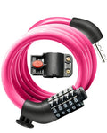 Everyfun Bike Lock Cable with Combination,High Security 5-Digit Resettable Combination Bicycle Lock Anti-Theft, Scooter Lock with Mounting Bracket for Bikes and Scooters(Pink)