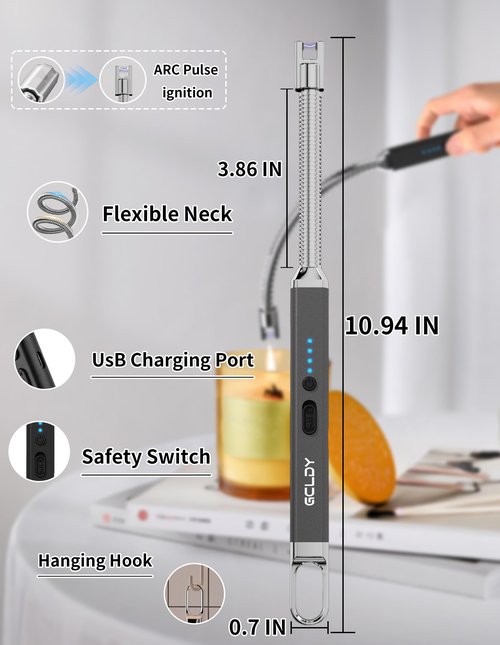 Electric Candle Lighter, Best Stocking Stuffers 2025 for Women Men Adults, Birthday Gift for Women Wife Mom Sister Nana Men, Long Rechargeable Lighter for Candle Grill Home Kitchen BBQ Camping