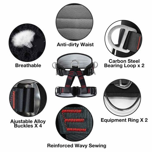 HandAcc Thicken Professional Safety Belt with Magnesium Alloy Connection Ring - Tree Climbing, Fire Rescue, Rappelling Gear