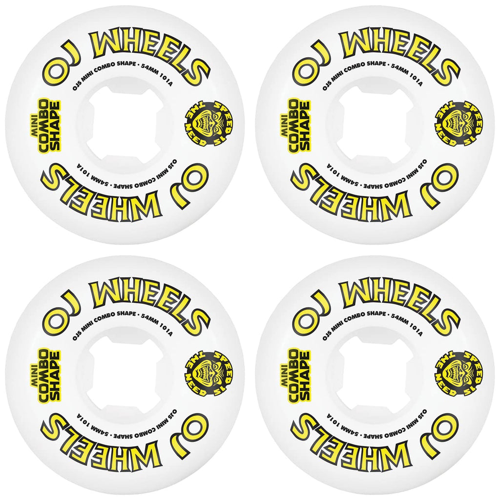 OJ Skateboard Wheels Team Line Original Mini Combo 101a Skateboard Wheels - Yellow, 54mm