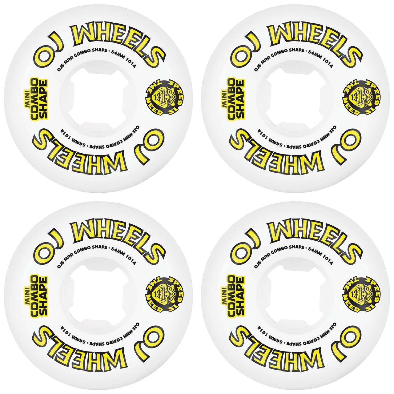 OJ Skateboard Wheels Team Line Original Mini Combo 101a Skateboard Wheels - Yellow, 54mm