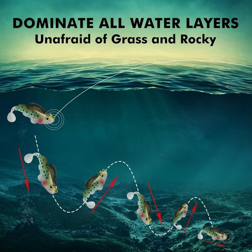 Gotour Fishing Lures - Weedless Soft Paddle Tail Swimbaits for Freshwater & Saltwater | Premium Pre-Rigged Jigs for Bass, Crappie, Trout & Walleye