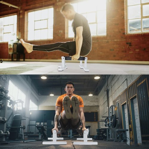 BESTWEI Wooden Parallettes Push Up Bars for Floor, Strength Training Pushup Stands Handles for Home Calisthenics, Fitness, Floor Workouts Solid Wood with White Metal Bracket, Support 500 lbs