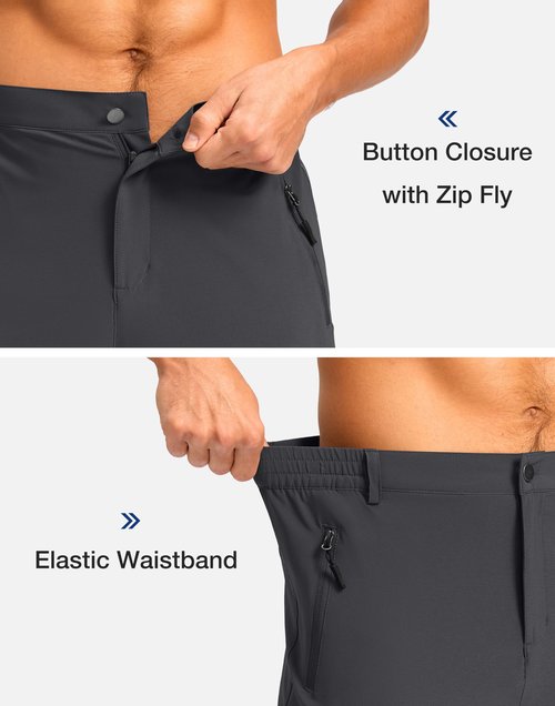 Pudolla Men's Hiking Shorts 11" Lightweight Cargo Work Shorts for Men Summer Travel Golf Casual Outdoor with 5 Pockets(Deep Grey Large)