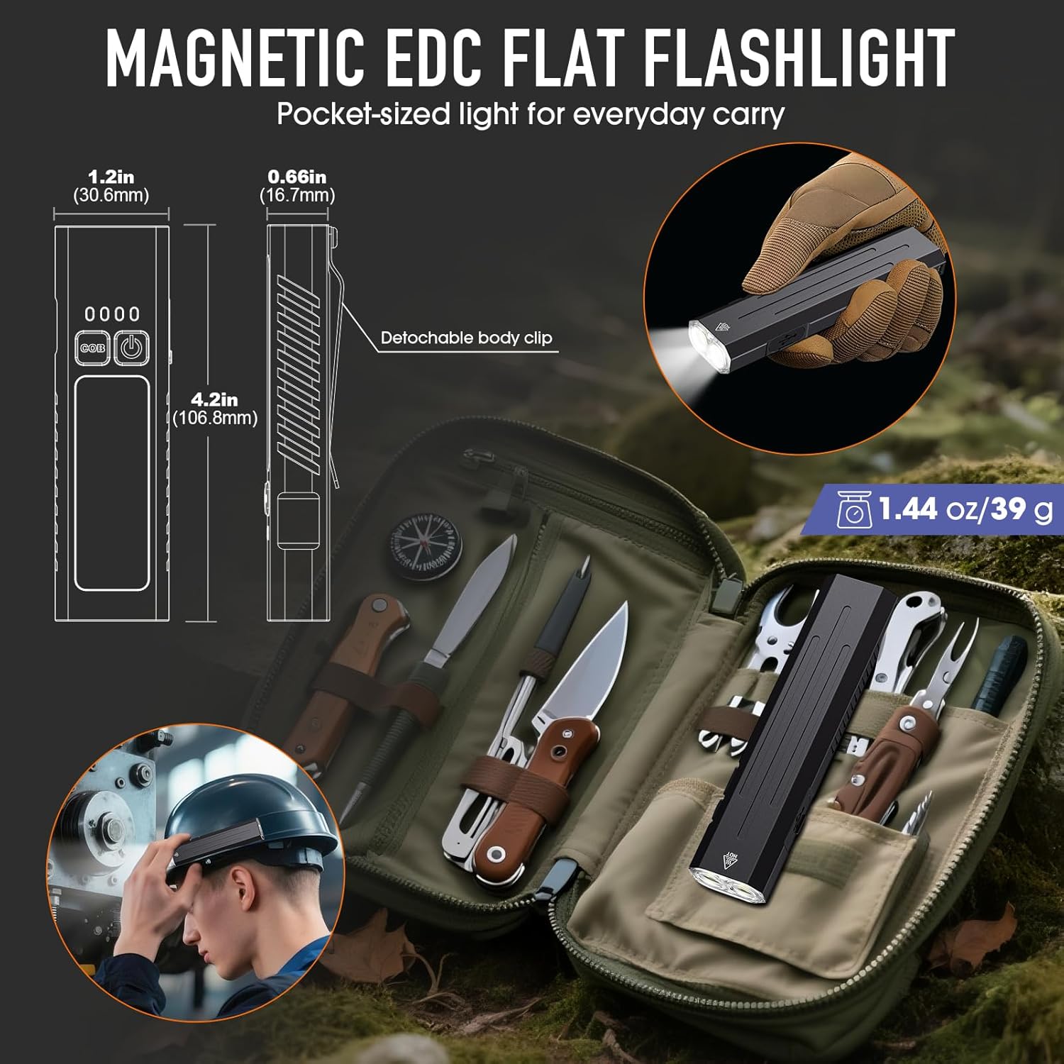 Skiennix 2-Pack Rechargeable EDC Flashlight - 1600 Lumens with Emergency Strobe Mode | Compact & Magnetic Design