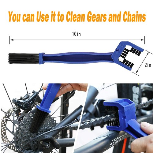 QeeHeng 10pcs Bike Cleaning Kit, Bicycle Clean Brush Tool Including Chain Cleaner for Cycling,Bike Chain Cleaner Brush Suitable fo Mountain/Dirt/MT/Road/BMX Bike
