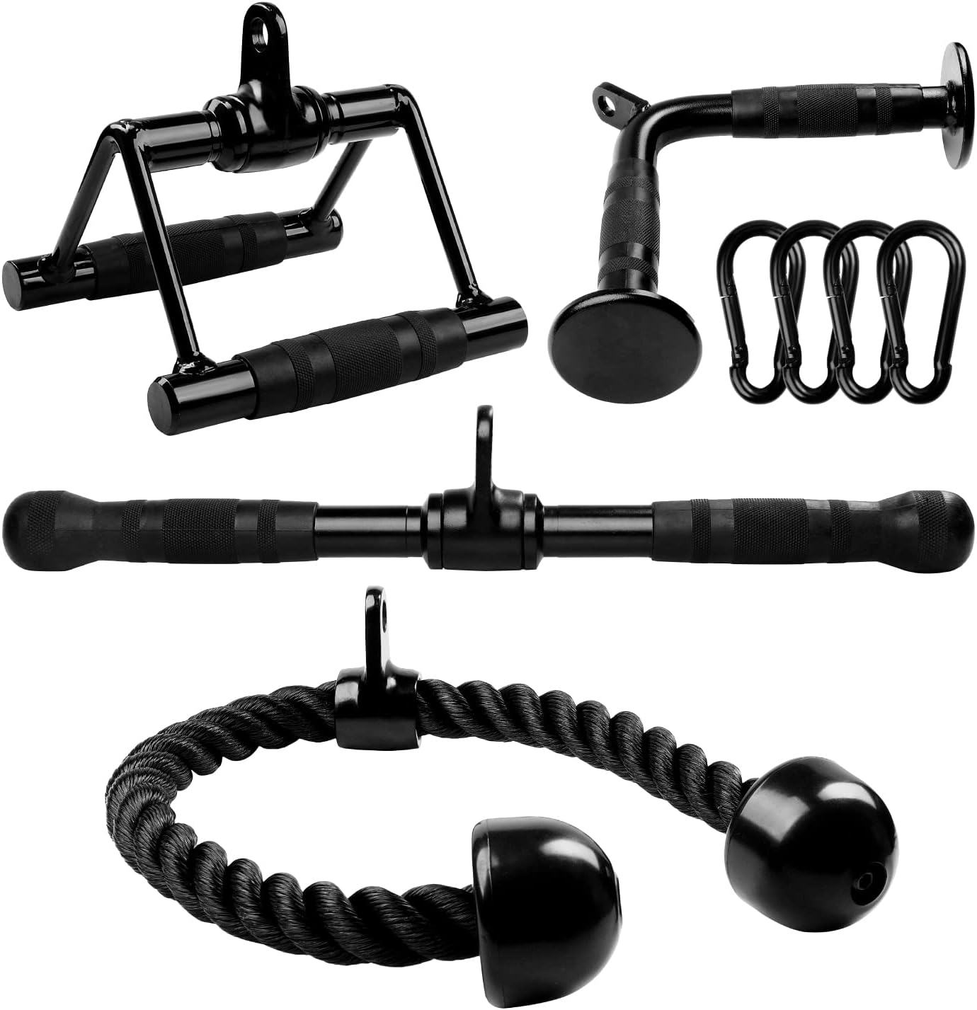 Yes4All Cable Machine Attachment - Versatile Row Handles, Tricep Rope & Straight Bar | Supports 880 LB for Home Gym