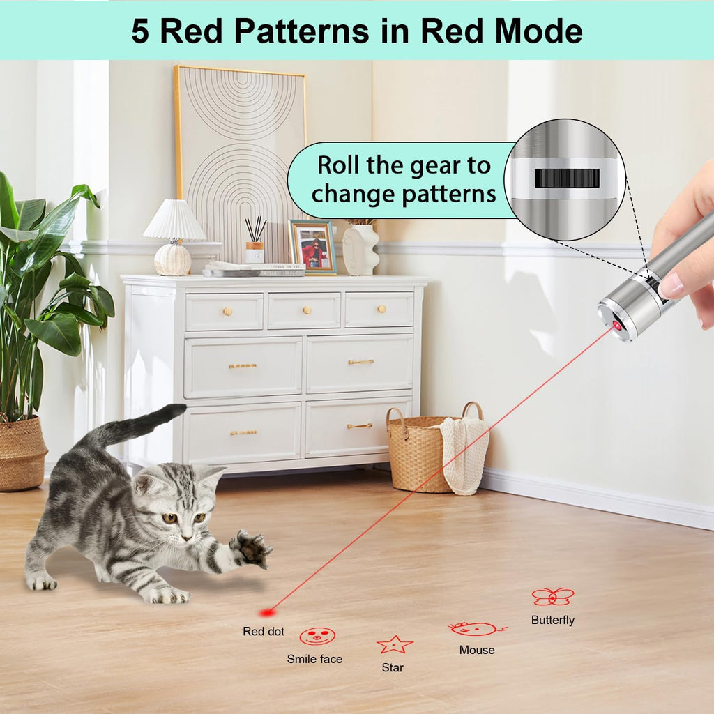TBTeek Cat Toy - Rechargeable Interactive Mouse with 3 Light Modes & 5 Fun Patterns for Kittens & Cats