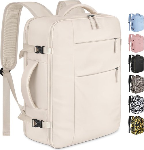 Capolo Waterproof Travel Backpack - Airlines Approved Laptop Bag for 15.6 Inch Laptops | Beige