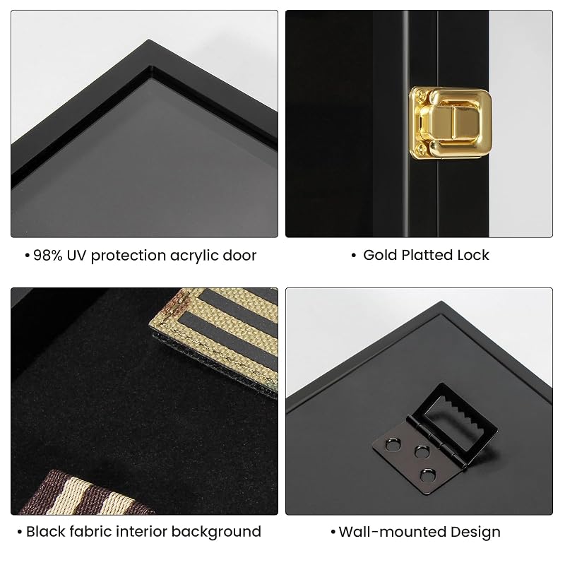 11x14 Pin Display Case for Military Badges & Medals - Black Variation
