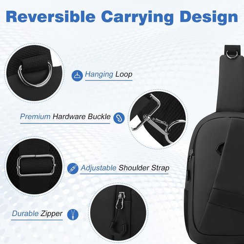 Hoedia Crossbody Sling Bag - Versatile EDC Backpack with Reflective Strip & Multi-Pocket Design