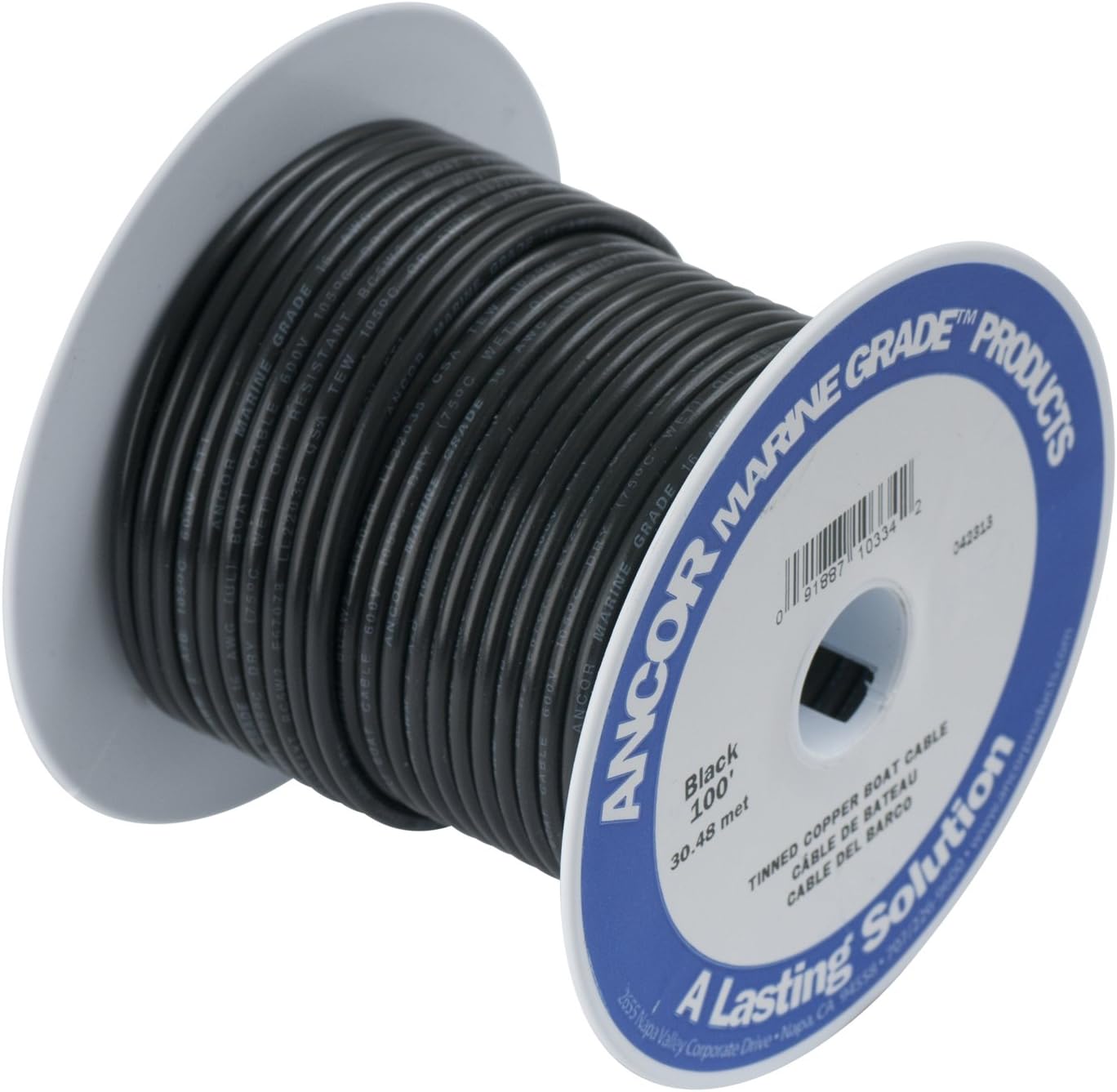 Ancor Marine Grade Electrical Wiring - Tinned Copper 12-Gauge, Black, 25 Feet Length