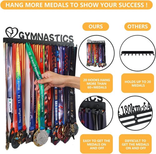 Goutoports Medal Holder Display Hanger - "She Believed She Could" Personalized Wall Hanger | Sturdy Black Steel for Over 60 Medals