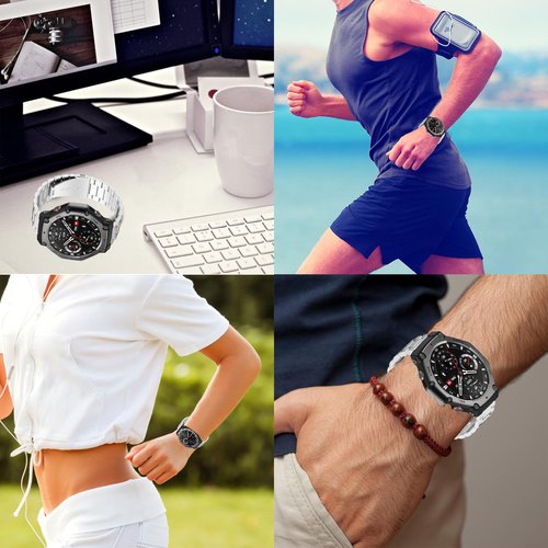 NOUKAJU Band for Amazfit T-Rex 3 Pro 48mm/T-Rex 3, Metal Stainless Steel Adjustable Strap with Removal Tool+Adjustment Tool,Sport Replacement Strap,Replacement Straps for T-Rex 3 Pro 48mm(silver)