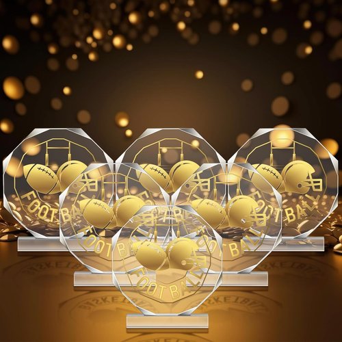 6 Pack Sports Trophy | Acrylic Award Medals - 4.72 x 4.72 Inch Team Prize Gifts for Competitions