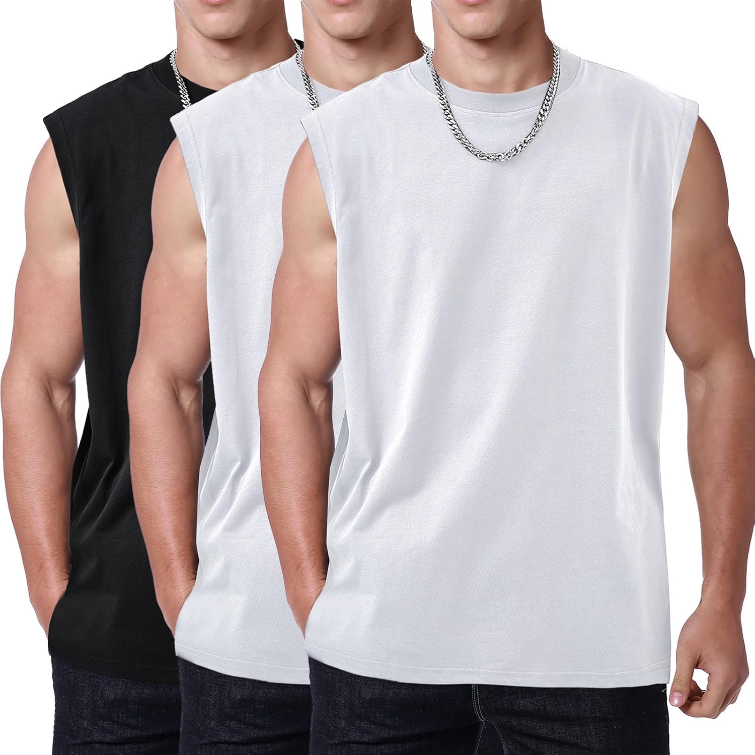 Skiennix Men's Workout Tank Tops - Sleeveless Gym Tee with Acid Wash | Loose Fit for Running & Beach