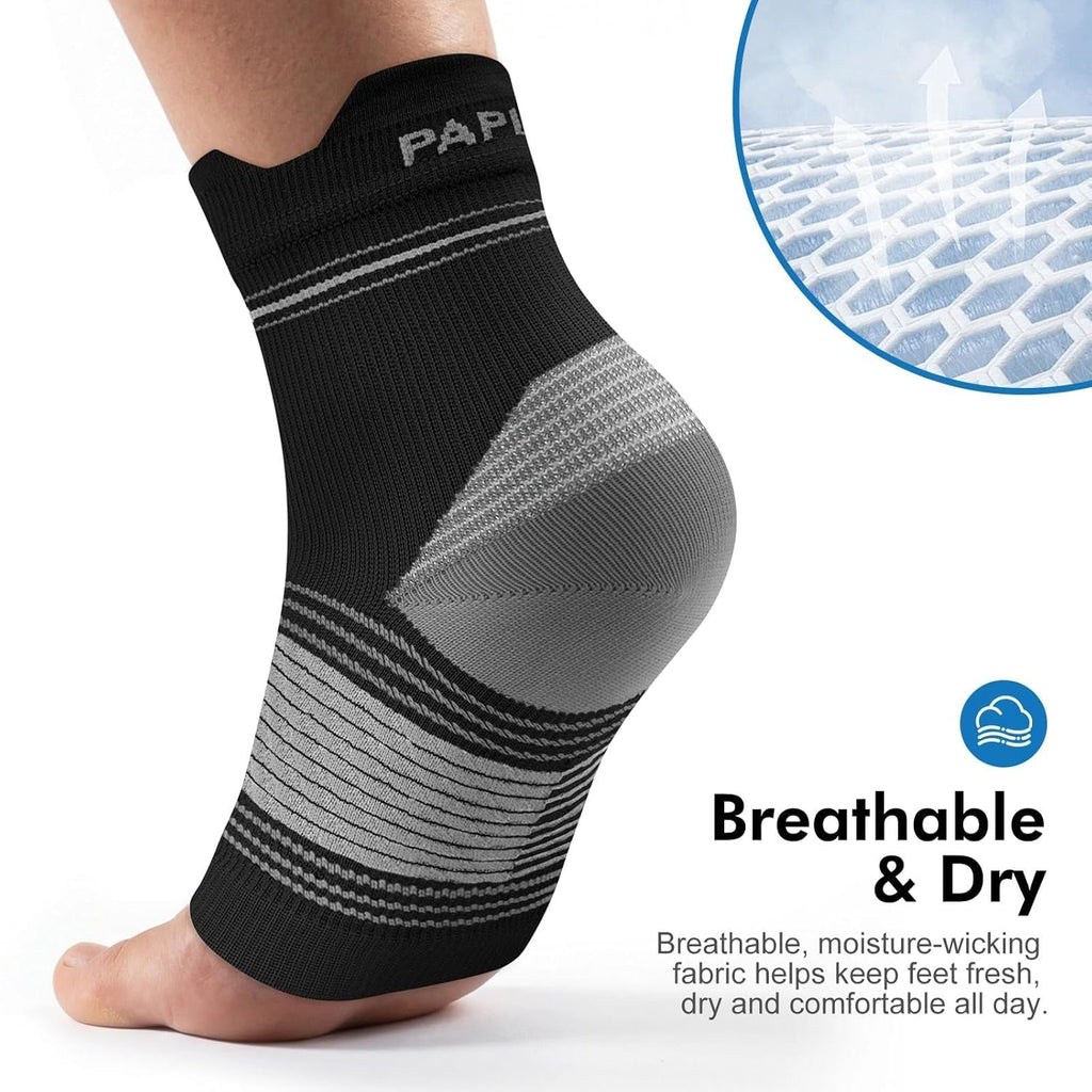 Skiennix Plantar Fasciitis Socks - Compression Ankle Brace with Arch Support for Pain Relief | Black, X-Large