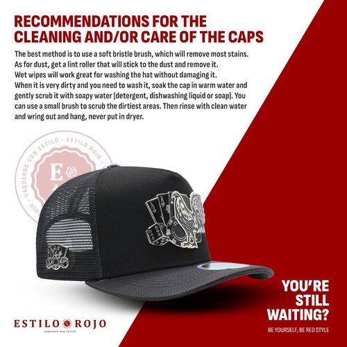 Ferreti Hats Los 3 Vicios FT86M Black Baseball Cap - Premium Rooster Hat for Men and Women, Black Snapback Hat, Ball Caps for Men for Any Occasion, Rooster Trucker Hat, Gorra para Hombre Ajustable