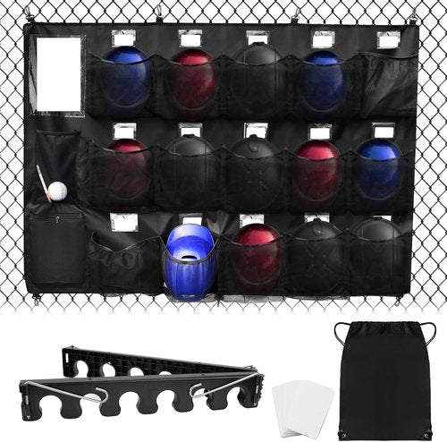 Hikeen Baseball Helmet Bag - Dugout Organizer with Bat Rack for 15 Players | Store Helmets, Gloves, Balls