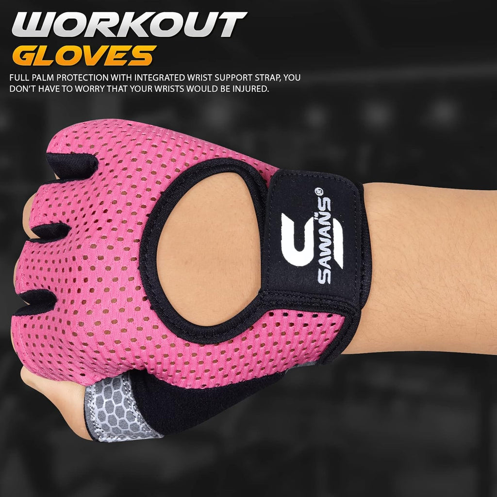 SAWANS Workout Gloves - Lightweight, Breathable Weight Lifting Gloves for Men & Women | Non-Slip Grip Protection