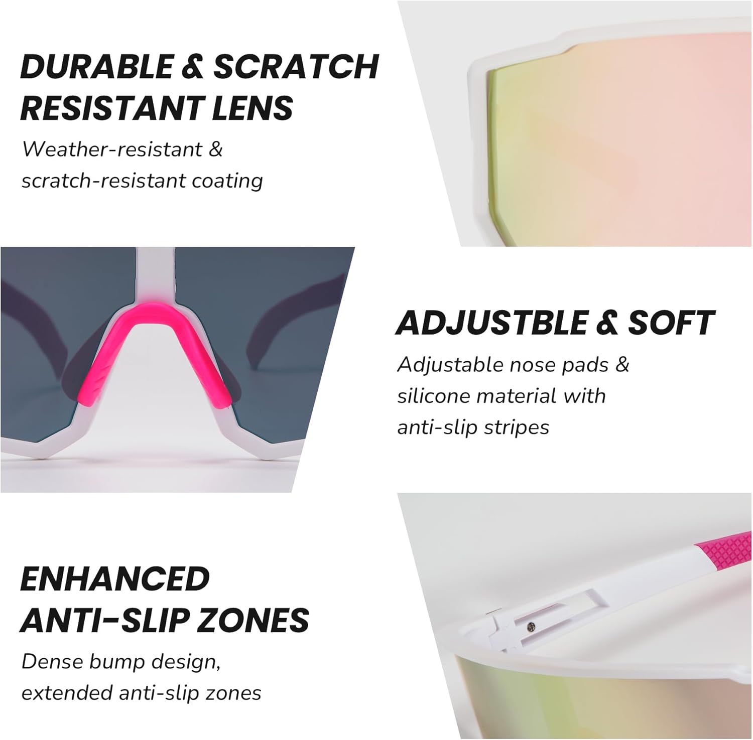 Polarized Running Sunglasses - UV400 Protection with Adjustable Nose Pad | Ideal for Cycling, Hiking, Beach Volleyball