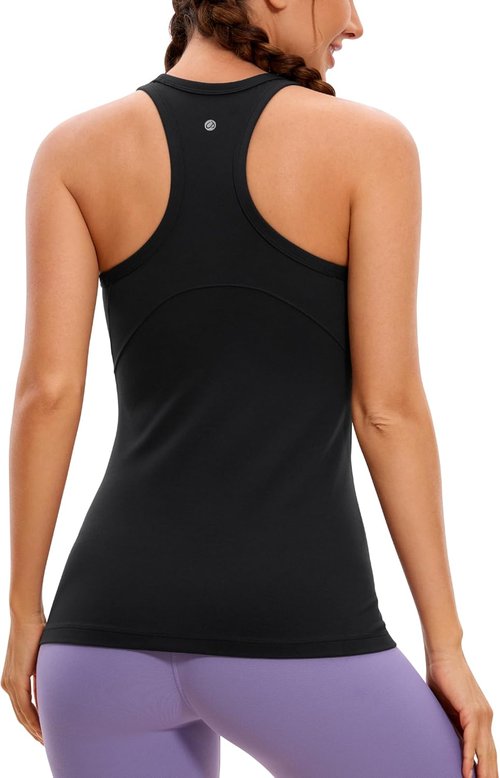 CRZ YOGA Butterluxe Women's High Neck Racerback Workout Tank | Sleeveless Athletic Gym Shirt